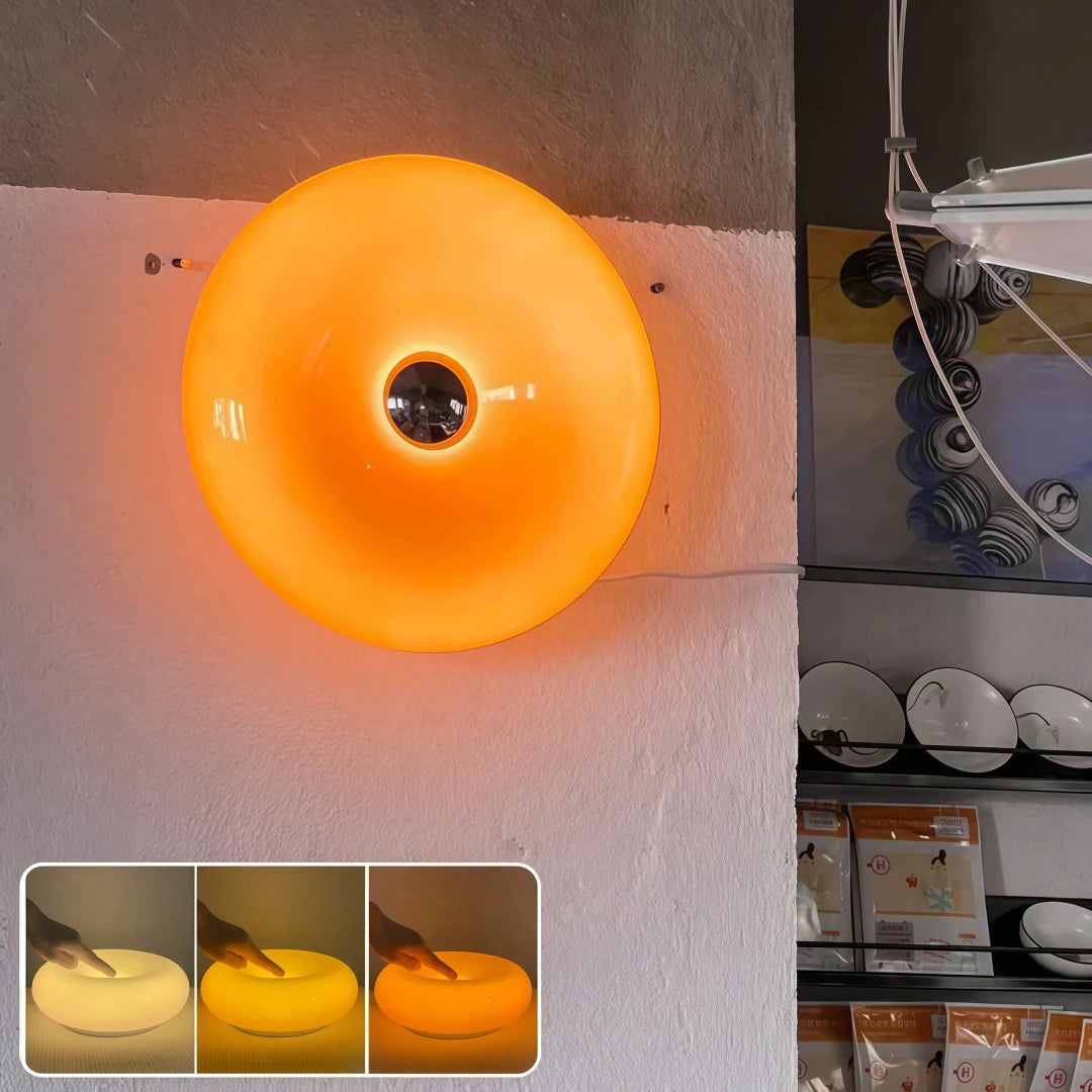 Aplique de pared donut moderno LED táctil de vidrio para dormitorio