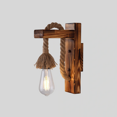 Aplique de pared vintage de madera con cuerda para comedor