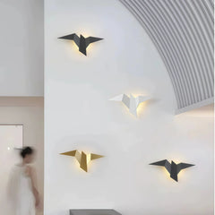 Aplique de pared de diseño moderno LED pájaro origami para salón