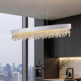 Lámpara colgante de cristal moderna LED para isla de cocina con diseño alargado