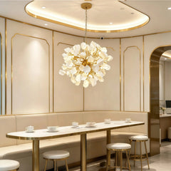 Lámpara colgante de hojas con cerámica elegante y altura regulable para comedor