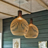 Lámpara colgante de madera estilo nórdico regulable en altura para comedor
