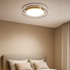 Lámpara de Techo LED Circular Moderna de Cobre para Dormitorio