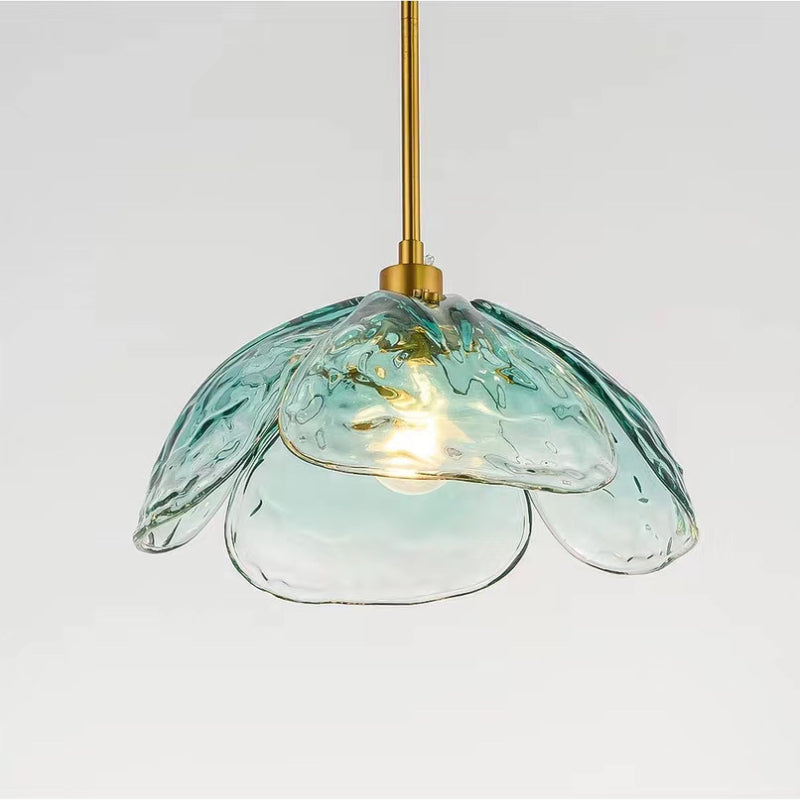 Luz colgante de dormitorio de vidrio multicolores en forma de flor