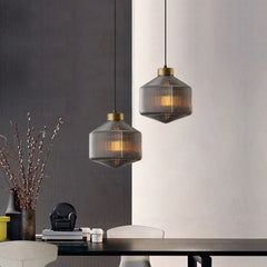 Fumo gris geométrico vidrio led luz colgante