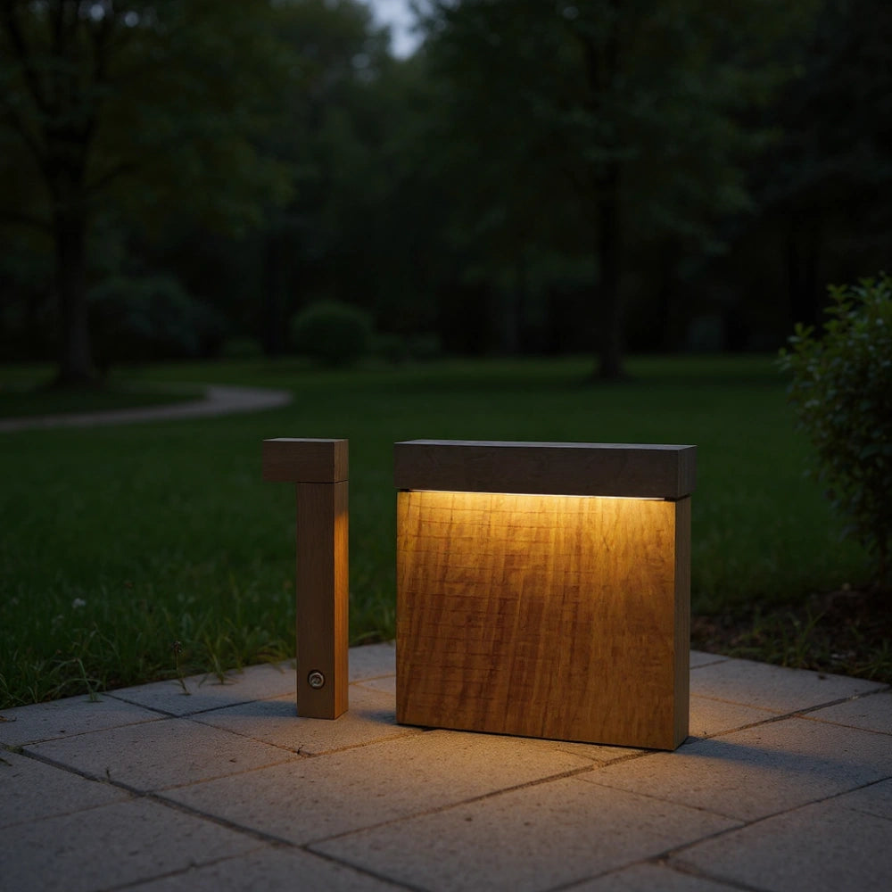 Lámpara de Jardín Exterior Diseño Minimalista Acabado Madera