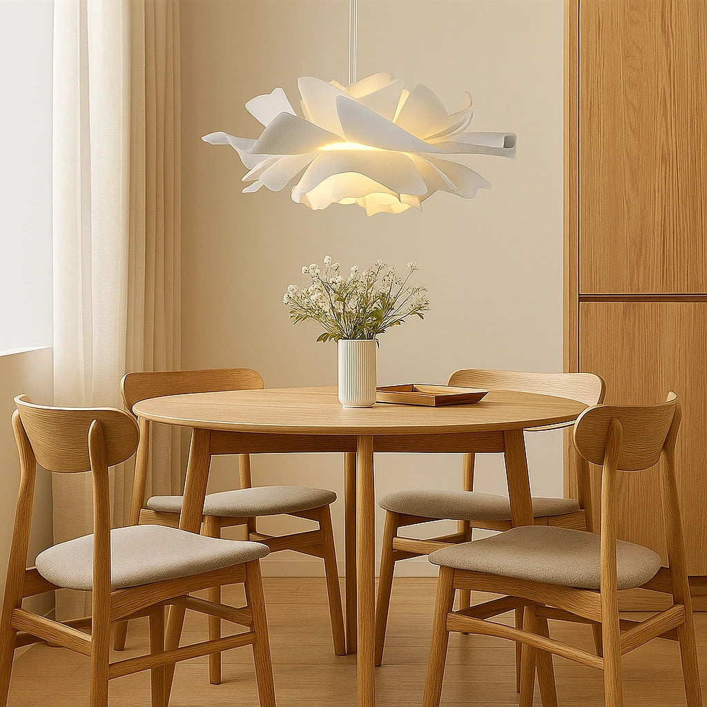 Lámpara Colgante Nórdica De Pétalos Blancos Para Comedor