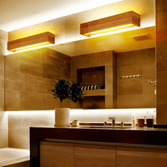 Aplique baño de madera LED rectangular para espejo moderno
