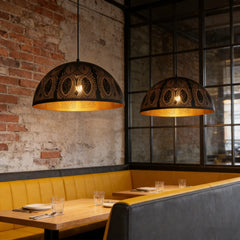 Lámpara Colgante Industrial Vintage Negra de Metal Estilo Campana para Comedor