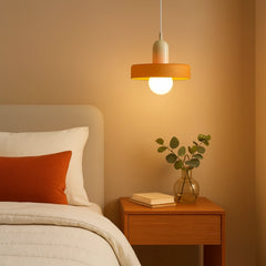 Lámpara Colgante Moderna de Vidrio Bicolor con Tres Colores Regulables para Mesita de Noche