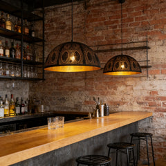 Lámpara Colgante Industrial Vintage Negra de Metal Estilo Campana para Comedor