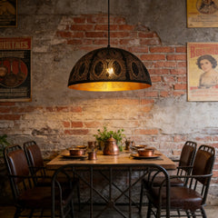 Lámpara Colgante Industrial Vintage Negra de Metal Estilo Campana para Comedor