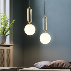 Lámpara Colgante Diseño Moderno LED en Vidrio Dorado para Dormitorio