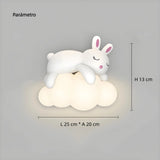 Aplique Infantil Blanco Diseño Nube con Conejo y Luz Suave Estilo Moderno