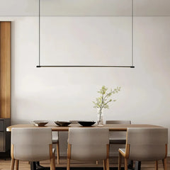 Lámpara colgante lineal minimalista regulable negra de metal para comedor