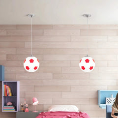 Lámpara colgante pelota de fútbol LED de vidrio para habitación infantil moderna