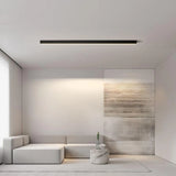 Plafón lineal minimalista LED negro de metal con luz suave para salón
