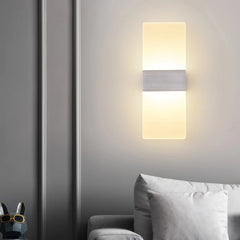 Aplique pared rectangular minimalista LED de acrílico para dormitorio