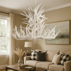 Lámpara Vintage de Araña Blanca Estilo Industrial con Forma de Astas