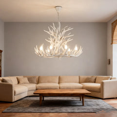 Lámpara Vintage de Araña Blanca Estilo Industrial con Forma de Astas