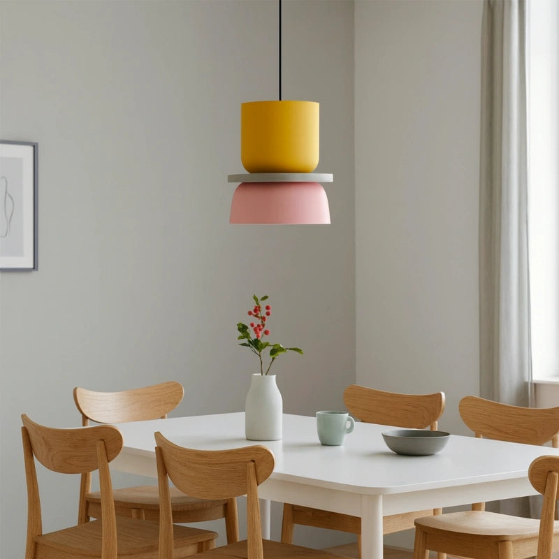 Lámpara colgante nórdica en tonos macaron con altura ajustable para comedor