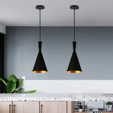 Lámpara colgante cónica moderna LED de metal para comedor