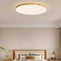 Lámpara de Techo LED Nórdica de Madera Redonda Dormitorio