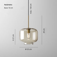 Lámpara Colgante de Vidrio Ahumado LED para Comedor Estilo Industrial