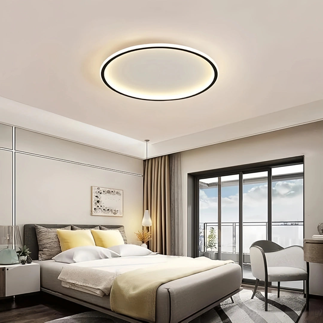 Plafón LED redondo moderno regulable con luz suave para dormitorio