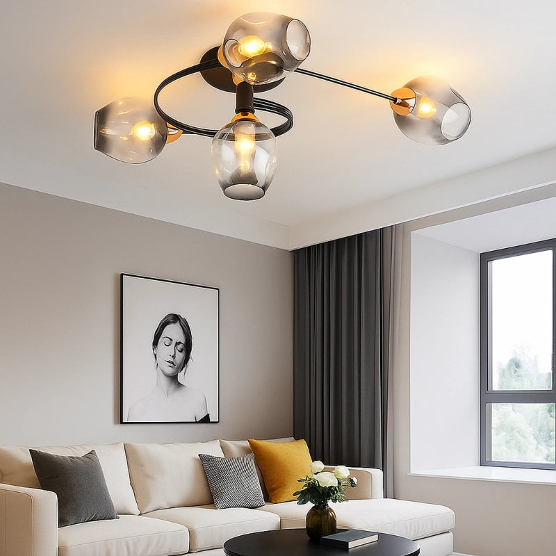 Lámpara Moderna De Techo De Cristal En Espiral Para Salón