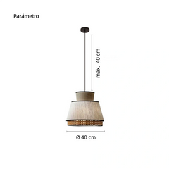 Lámpara de Tela Colgante LED de Ratán Estilo Japonés para Comedor