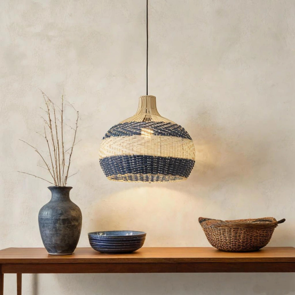 Lámpara Colgante de Ratán LED Esférica Estilo Bohemio para Comedor