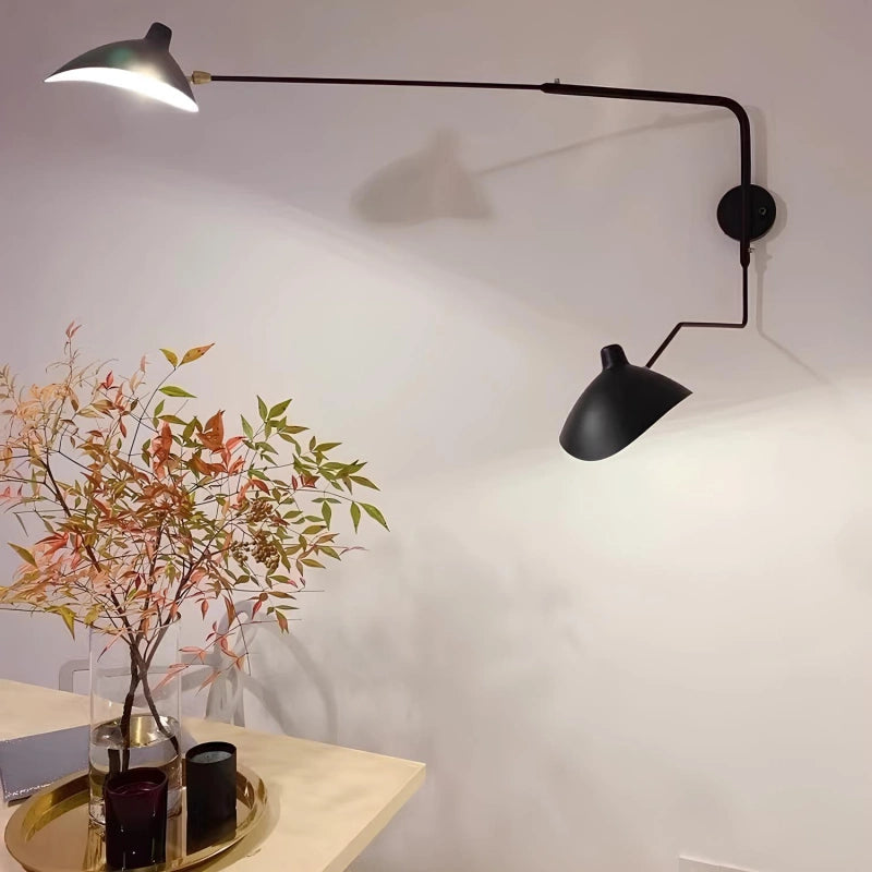 Aplique de Pared Lectura Moderno Ajustable Negro Dormitorio