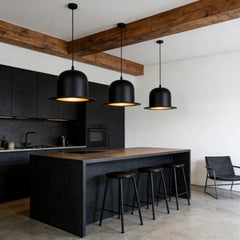 Lámpara Colgante Sombrero LED Negra Diseño Moderno para Comedor