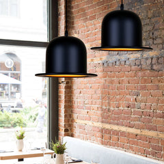 Lámpara Colgante Sombrero LED Negra Diseño Moderno para Comedor