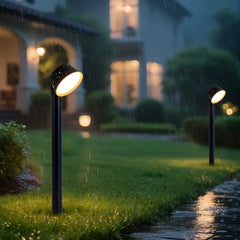 Baliza LED de jardín exterior IP65 luz cálida negra moderna
