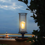 Farol Sobremuro Exterior Solar LED IP65 para Jardín Negra Moderna