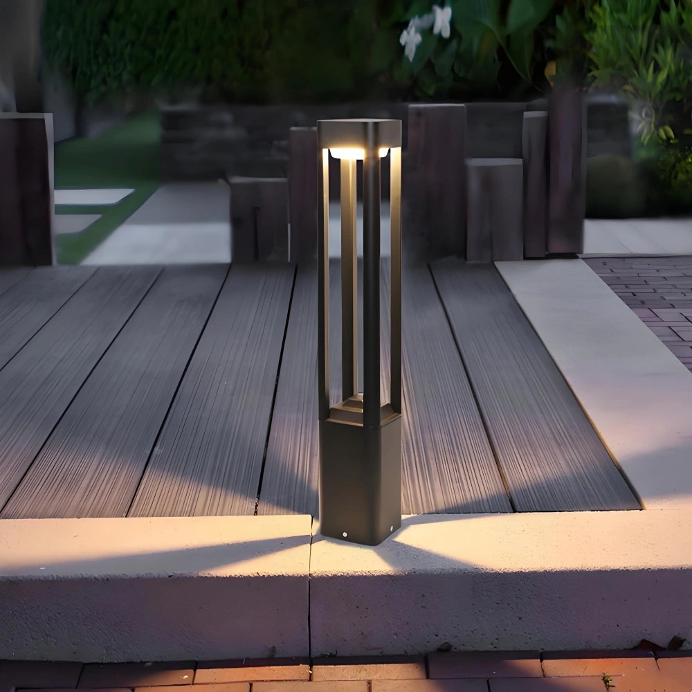 Baliza Solar De Exterior LED De Metal Diseño Moderno Jardín Negra