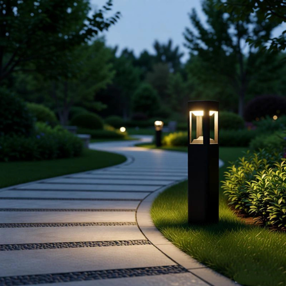 Baliza Solar De Exterior LED De Metal Diseño Moderno Jardín Negra