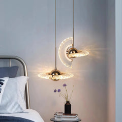Lámpara colgante diseño moderno dorado giratorio para mesita noche