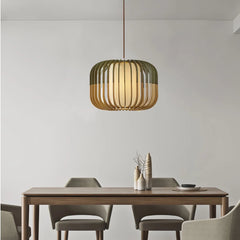 Lámpara colgante farol de madera LED estilo nórdico para comedor