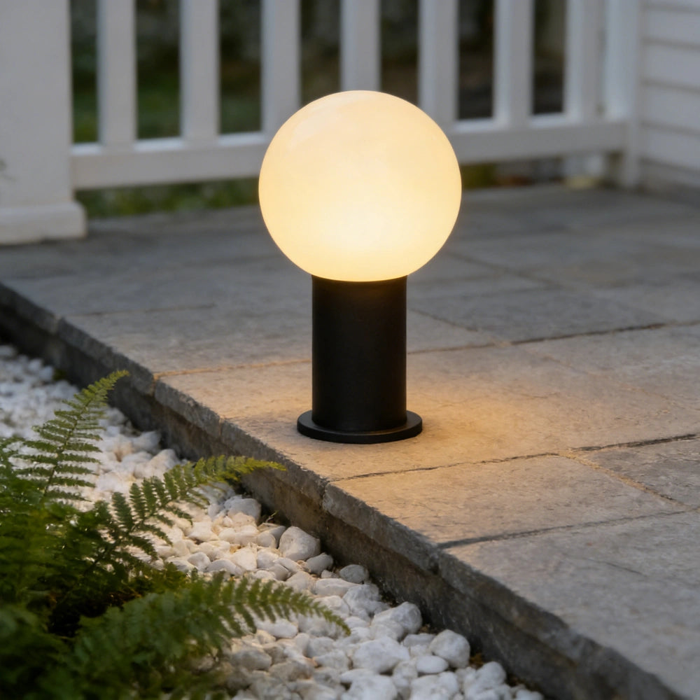 Baliza de Exterior Jardín LED con Sensor IP65 de Metal Diseño Moderno Negra