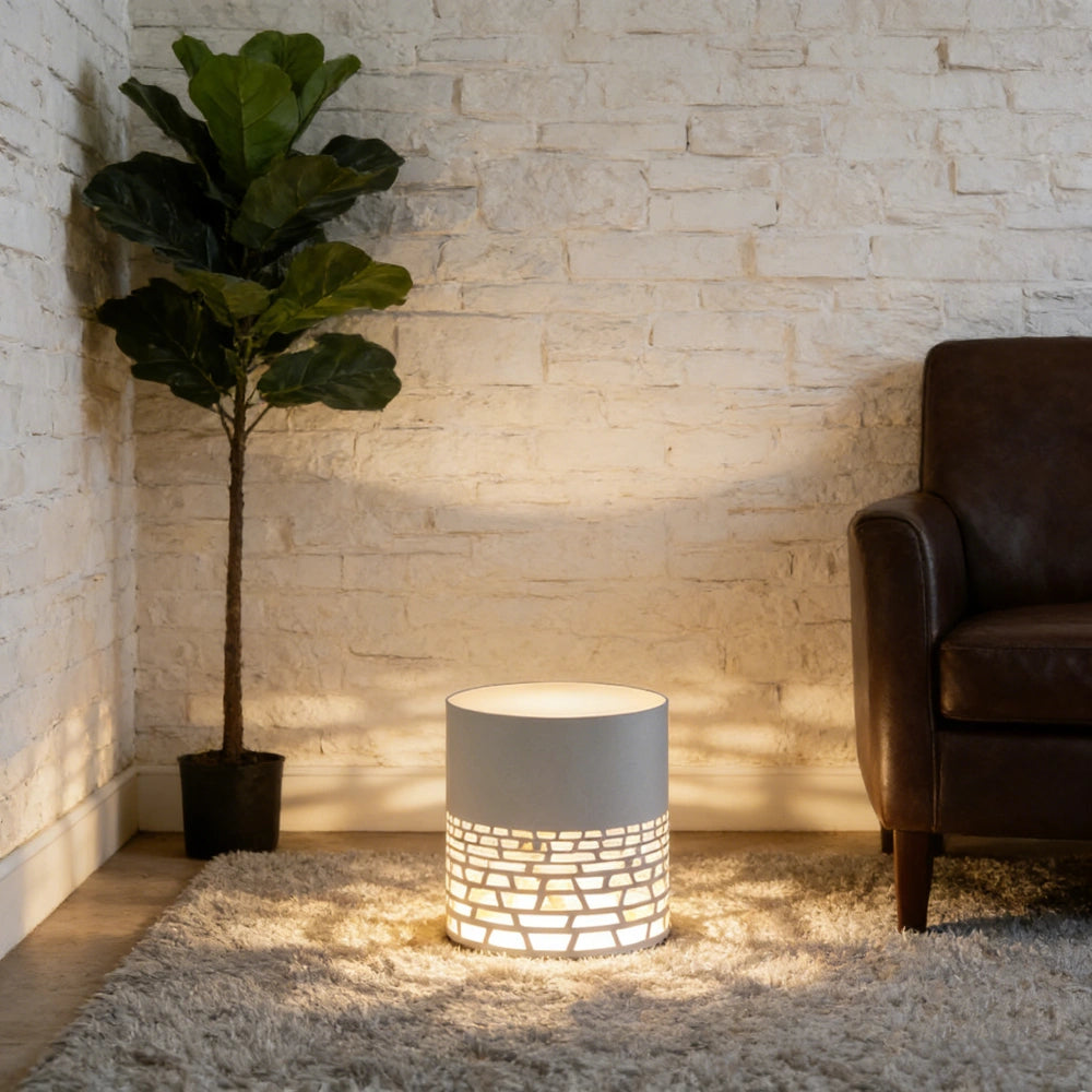 Lámpara Exterior de Pie LED Luz Suave de Metal Diseño Moderno Terraza Blanca