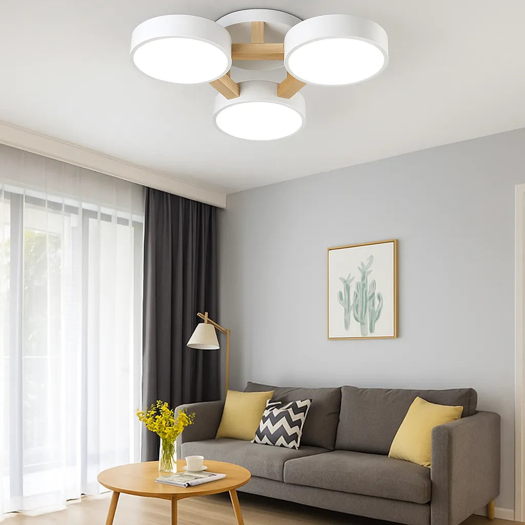 Lámpara de Techo de Madera Multicabezal Nórdica con LED para Salón