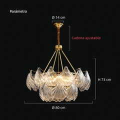 Lámpara Colgante LED de concha de cristal y metal de Lujo para Salón