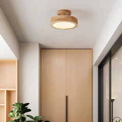 Lampara de Techo para Pasillo LED Nordica Redonda de Madera Y Metal
