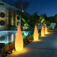 Lámpara De Pie Exterior Jardín Solar Regulable IP65 Blanco Moderno Forma Lágrima