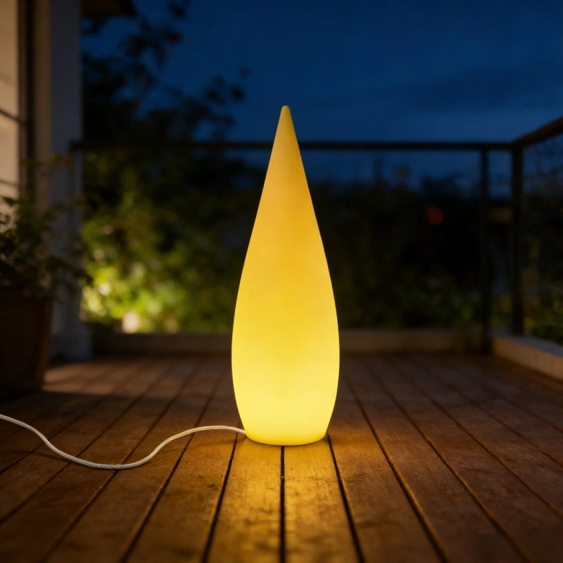 Lámpara De Pie Exterior Jardín Solar Regulable IP65 Blanco Moderno Forma Lágrima