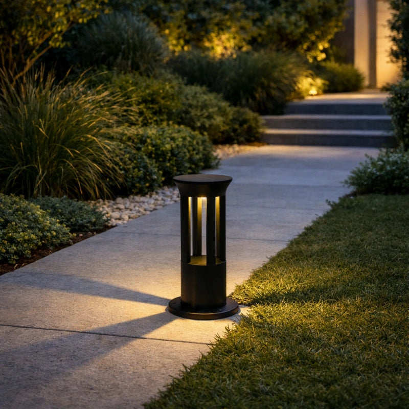 Baliza Solar LED para Jardín Exterior IP65 de Diseño Moderno en Metal Negro