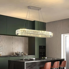 Lámpara colgante ovalada de cristal moderno para comedor